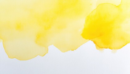 Poster - Abstract Yellow Watercolor Wash on White Paper Creates a Bright and Artistic Backdrop with Textured Surface and Hand Painted Details in a Modern Graphic Design