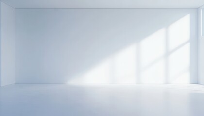 Aufkleber - Bright Empty White Room Interior with Sunlight Streaming Through Window Creating a Clean Minimalist Aesthetic and Modern Architecture Style Perfect for Mockups and Presentations