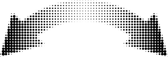 Wall Mural - abstract retro illustration of round halftone double sided arrow pointing left and right. black circ