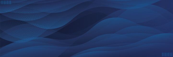 Poster - experience the modern elegance of the abstract gradient wave background. its dark blue waves create 