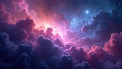 Poster - Vibrant Nebula Cloudscape with Cosmic Colors and Mystical Texture