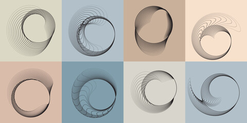 Leinwandbilder - Lines in Circle Form . Rotate rounded shape Vector Illustration .Rotating circles form a ring.Rotating design element . Various circle lines forming round frame . Abstract Geometric line art .
