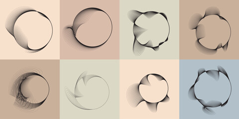 Leinwandbilder - Lines in Circle Form . Rotate rounded shape Vector Illustration .Rotating circles form a ring.Rotating design element . Various circle lines forming round frame . Abstract Geometric line art .
