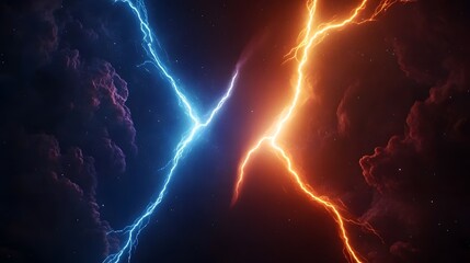 clashing cosmic lightning bolts illuminate dark nebulae a stunning display of celestial energy and p