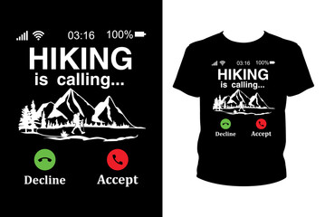 Poster - Hiking is calling Quotes svg, Hiking Svg, t-shirt design for prints, Hiking t-shirt design cut file