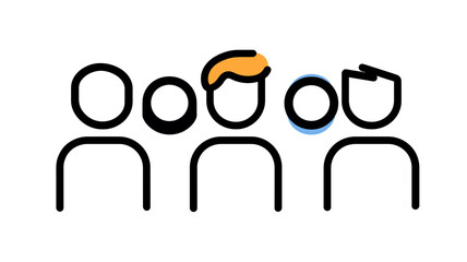 Poster - Minimalist Teamwork Icon - Contemporary Thin Line Group Illustration Representing Collaboration and Unity