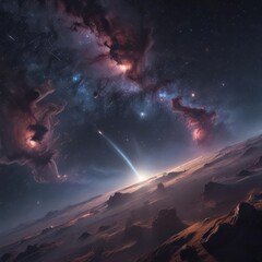 Wall Mural - vast, star-studded night sky, cosmic dust, swirling nebulae, wonder, astronomy, beauty