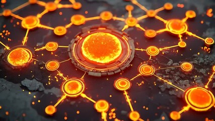 Aufkleber - Abstract Network Connection Background with Glowing Nodes
