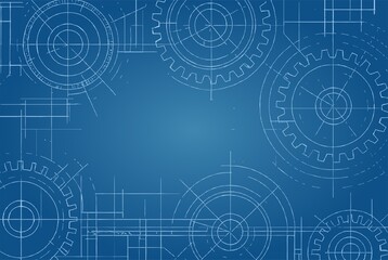 abstract blue background with gears mechine