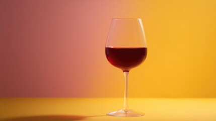 Poster - glass of red wine elegantly poised vibrant color background under studio light and inviting minimalistic composition