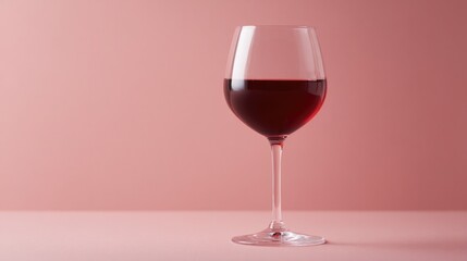 Poster - glass of red wine elegantly poised vibrant color background under studio light and inviting minimalistic composition