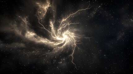 Poster - Abstract swirling nebula with celestial lightning.
