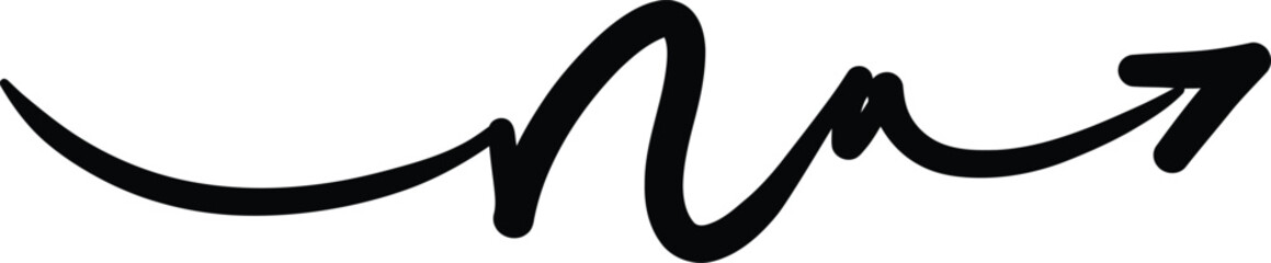 Poster - Black Curved Arrow wavy Pointing Upwards and to the Right on the transparent background AI Generative
