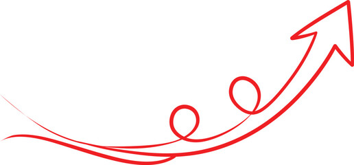 Poster - Red Curved Arrow Pointing Upwards and to the Right on the transparent background AI Generative
