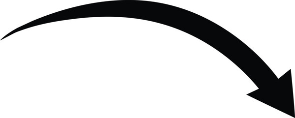 Poster - Black Vector Graphic of a Curved Arrow Showing a Downward Movement transparent AI Generative
