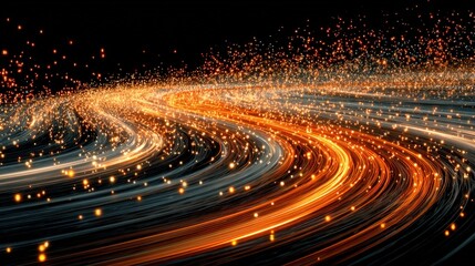 Poster - Stunning long exposure firework trails creating a tunnel of light in the night sky against a dark background