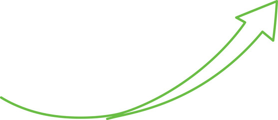 Poster - Simple Green Arrow with an Arc Aiming Upper Right on the transparent background AI Generative
