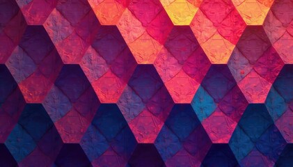 Wall Mural - intricate tessellation of hexagons and triangles in vibrant hues, complex, visual