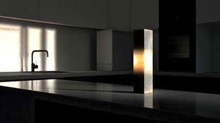 Poster - Modern kitchen interior design featuring a minimalist lamp.
