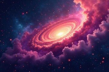 Wall Mural - abstract swirling nebula, cosmic dust and gas seamless loop , illustration, cosmic