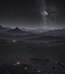 Wall Mural - endless expanse of black, countless stars shimmering like distant fires , texture, nocturnal, cosmic
