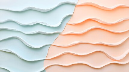 Poster - Pastel waves pattern divided by a diagonal line.