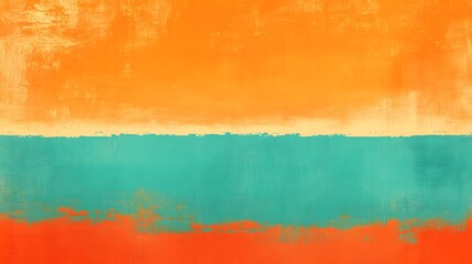 Poster - Abstract painting with textured orange and teal colors.
