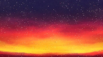 Poster - Vibrant sunset sky filled with glittering stars.
