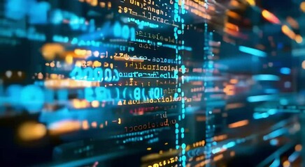 Colorful Digital Code Streams on Screen Representing Cyber Technology and Software Development