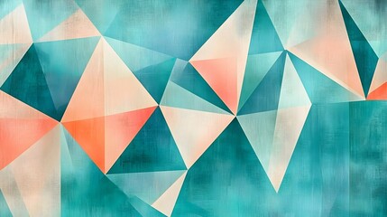 Poster - Abstract geometric pattern in teal, peach, and cream colors.