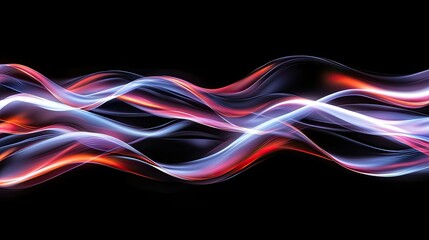 Fototapete - Abstract Light Waves Flowing in Bright Colors on a Black Background