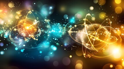 Poster - Colorful abstract representation of atomic structures.