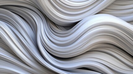 Poster - Abstract Waves of Smooth White Texture Flowing in Harmony and Elegance