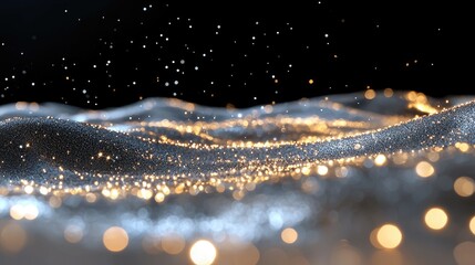 Poster - Abstract Wave of Particles with Glowing Light in Dark Background