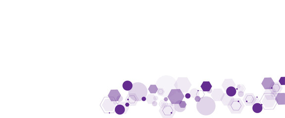 Poster - Geometric abstract background with soft purple hexagons. Computer network concept. Medical, technology or science design
