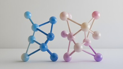 Poster - Geometric molecular structures in pastel shades.