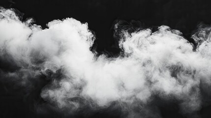 Poster - White Smoke Swirling in Air Against Dark Background, Abstract Artistic Design and Natural Fog Element
