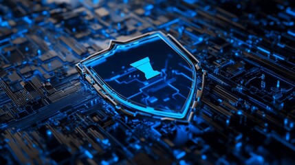 Aufkleber - Digital security shield on circuit board for cyber protection concept