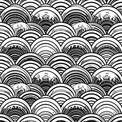 Poster - Abstract Black and White Wave Pattern Seamless Background for Design and Decoration