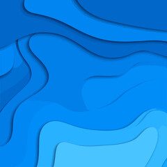 Poster - Abstract blue layers background creating a dynamic and modern paper cut style effect for graphic design and creative projects