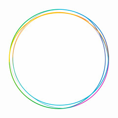 Poster - Abstract multicolored circular frame with overlapping lines great for design projects and illustrations symbolizing unity and connection on a white background