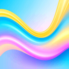Poster - Abstract multicolored wave background design element with vibrant yellow, blue, pink, and purple hues creating a smooth, flowing motion