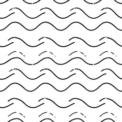 Poster - Black wave pattern on white background creating a seamless design perfect for modern minimalistic backgrounds and textures