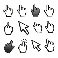 Fototapete - Collection of Pixelated Hand Cursors and Arrows for Website and Software Interface Designs