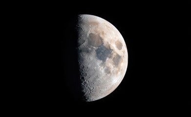 half moon over nature-inspired black sky