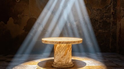 Poster - Abstract empty marble pedestal under theatrical lighting, stone background, product showcase