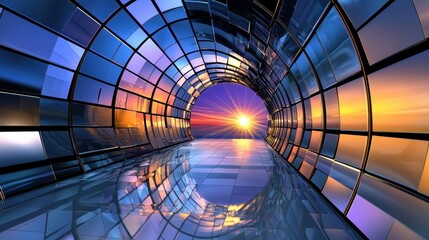 Poster - Abstract purple motion blur trails in 3D perspective, glowing futuristic effect