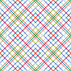 Poster - Seamless colorful plaid pattern featuring red, blue, green, and yellow lines on white for textile and background designs