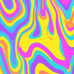 Poster - Vibrant psychedelic swirl pattern in bright neon colors creates an eye catching abstract groovy background for retro designs and modern art projects