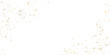 © Helga - Gold shimmering glitter particles, scatter of sparkling confetti. Festive golden splatter decor frame border